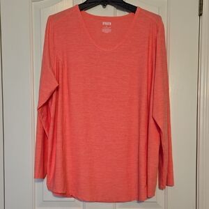 Duluth Trading Co Georgia Peach V-Neck Long Sleeve Top Sz 2X